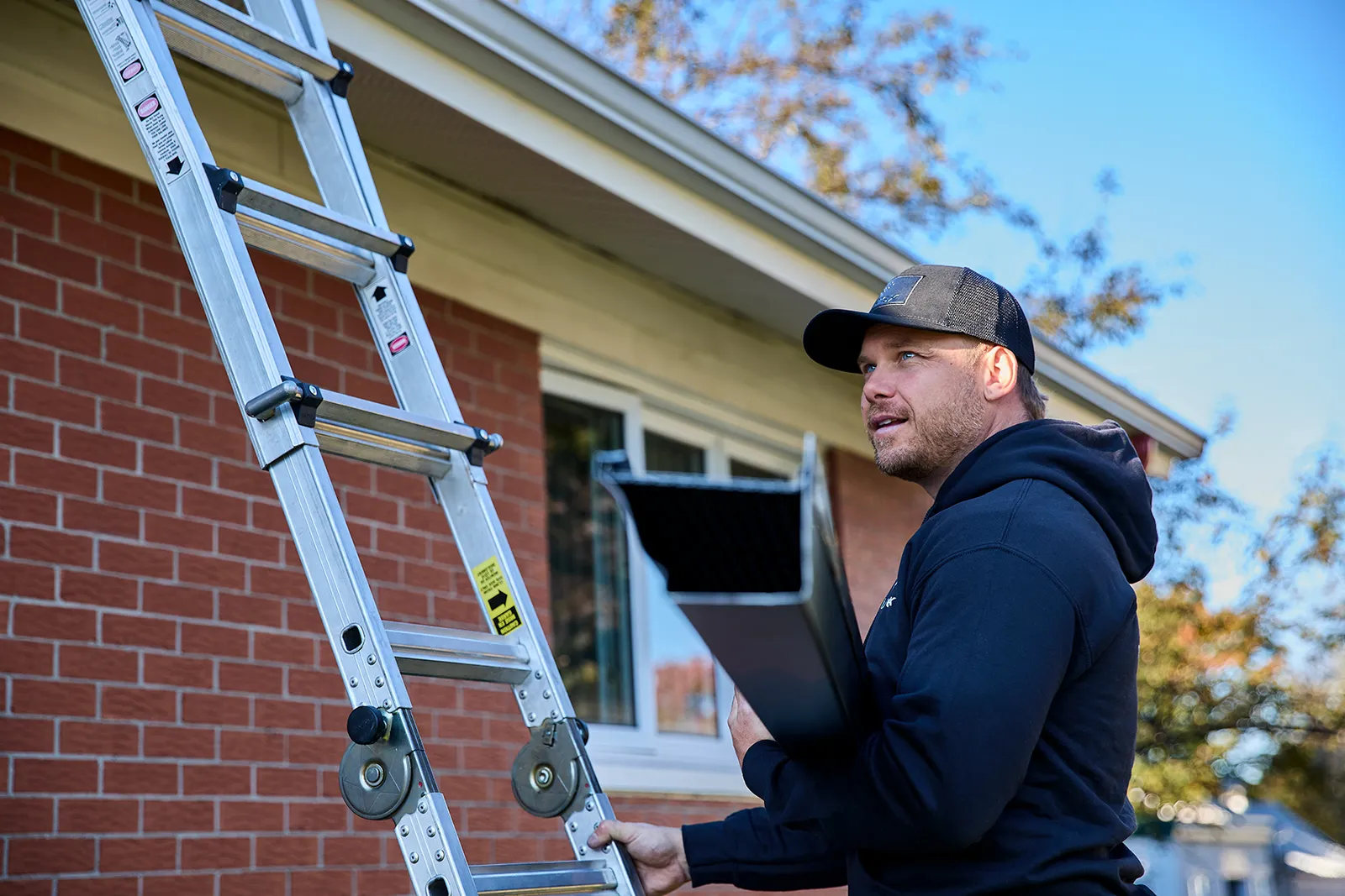 Team installation at the roofline — Double J Exteriors, Monticello & Middle North Carolina
